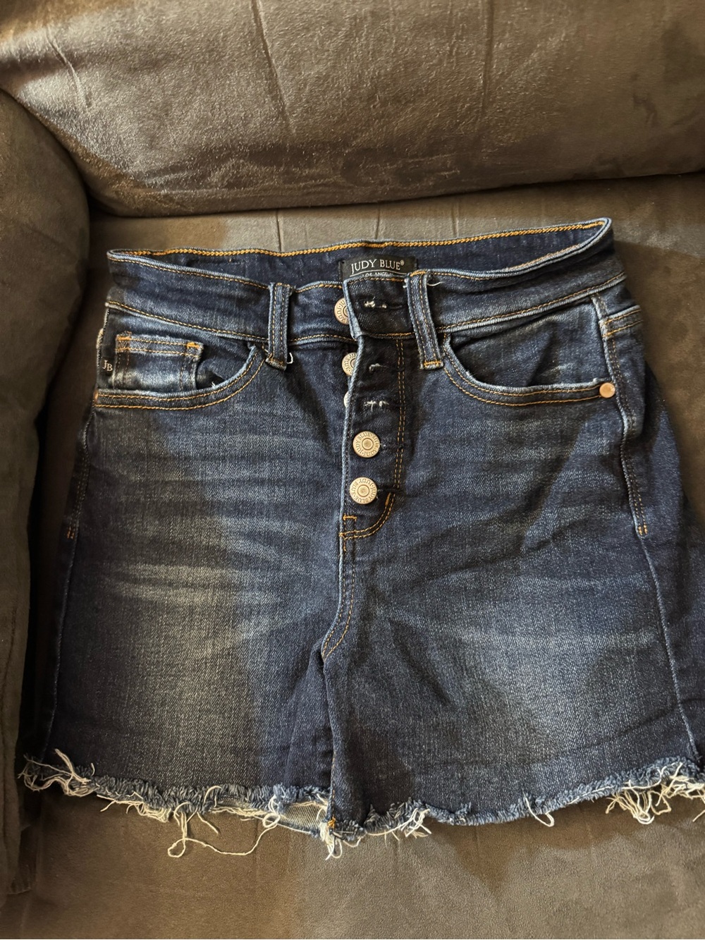 EUC Judy Blue Button-Fly Denim Shorts, Mid-rise. Size Small.